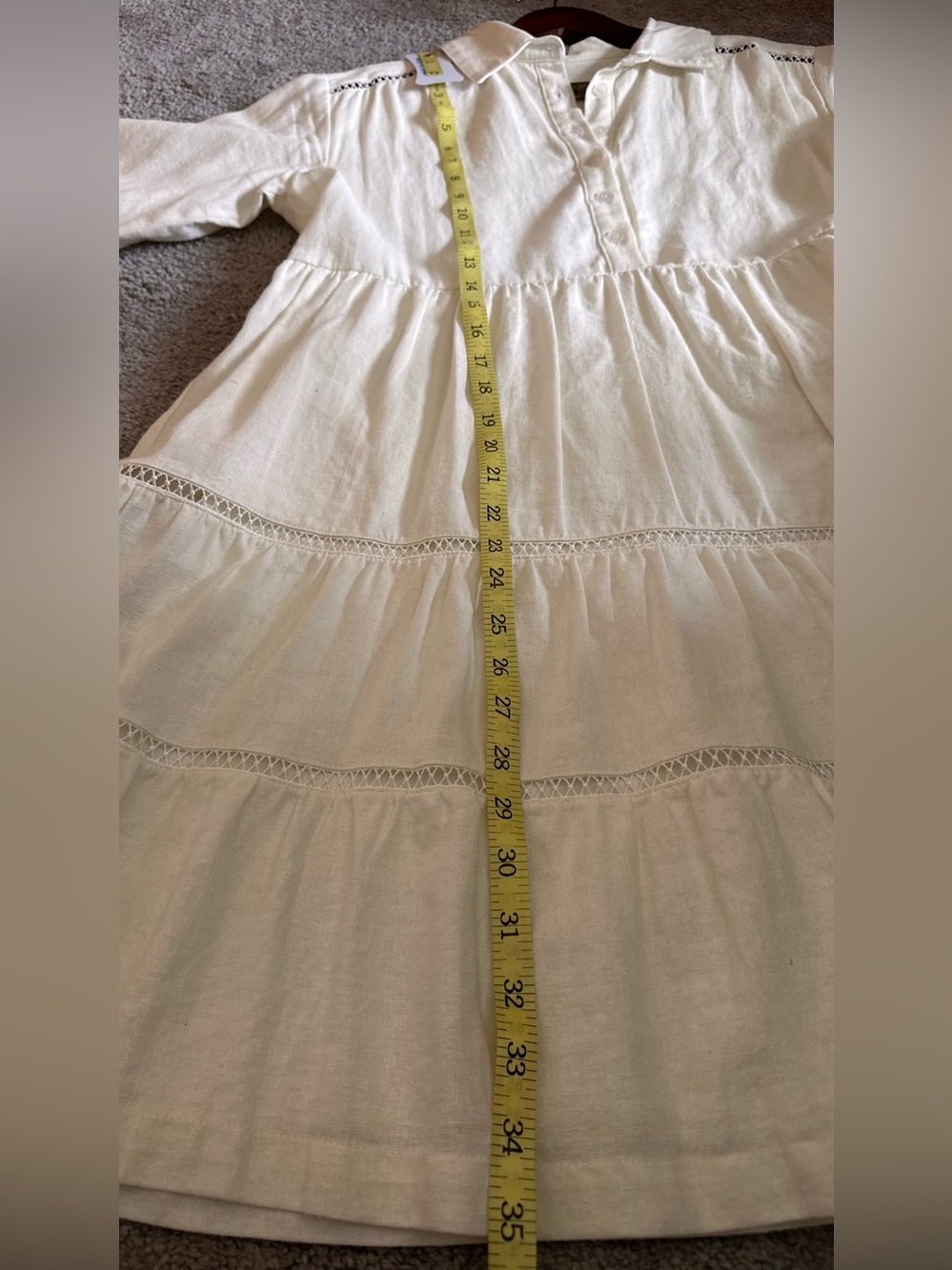 TAYLOR Ivory Tiered Linen Blend Midi Dress – Size 10 – NWT - Picture 15 of 15